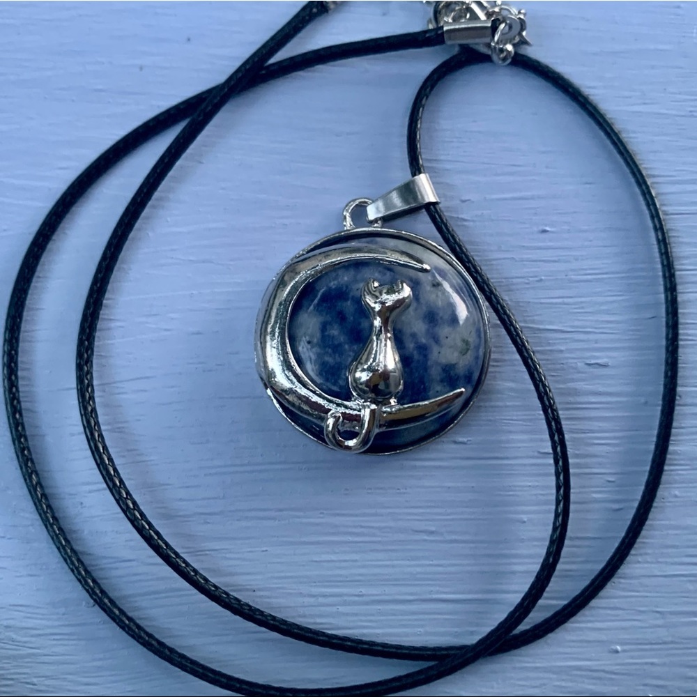 Sodalite Cat Necklace | Kitty Cat Jewelry | Crystal Cat Pendant | Teen Girl Gift